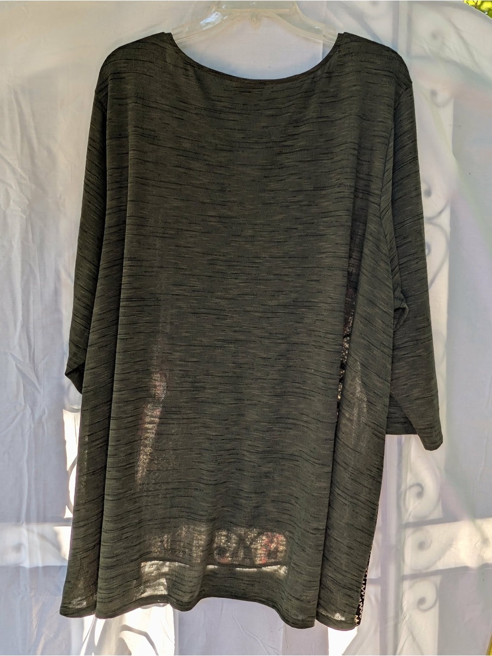 Avenue Olive and Rust Abstract-Print Keyhole Tunic - Picture 4 of 4